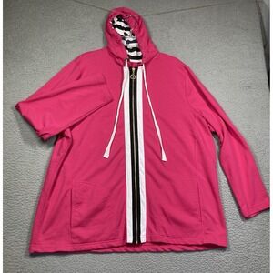 Avenue Full Zip Hoodie Women's Plus 22/24‎ Pink Pockets Contrasting Hood Lining